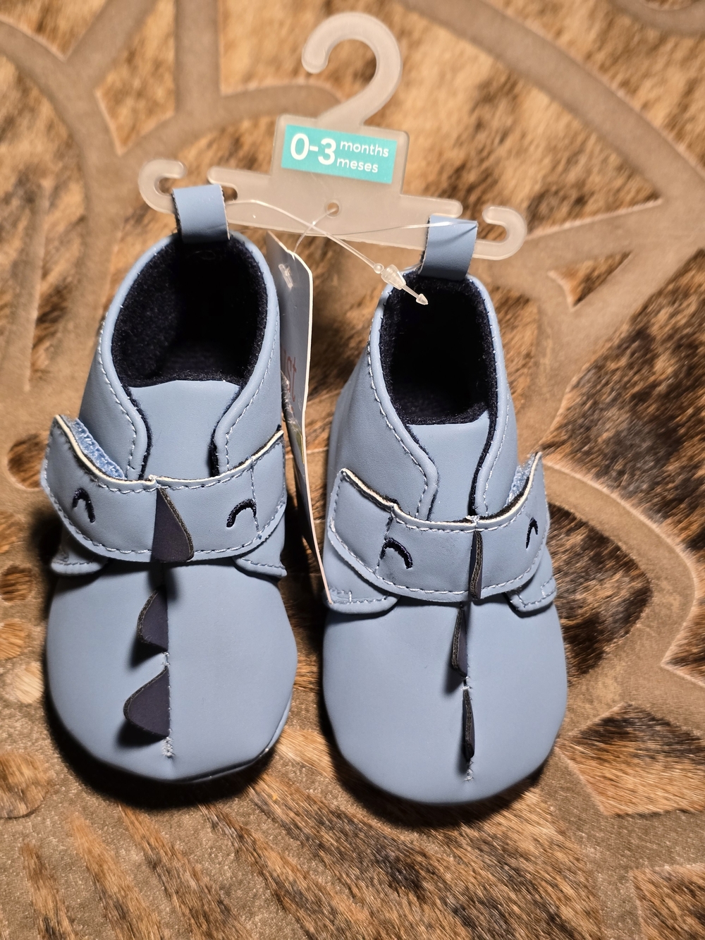 0-3 Month Carters Just One You Baby Boys Dino Booties In Blue